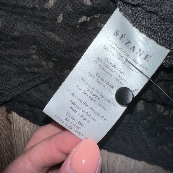 Sezane Black Lace Shona Top - Picture 9 of 11